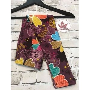 KID'S Multi Floral Orange & Pink Print Full Length Leggings Size S/M NWT